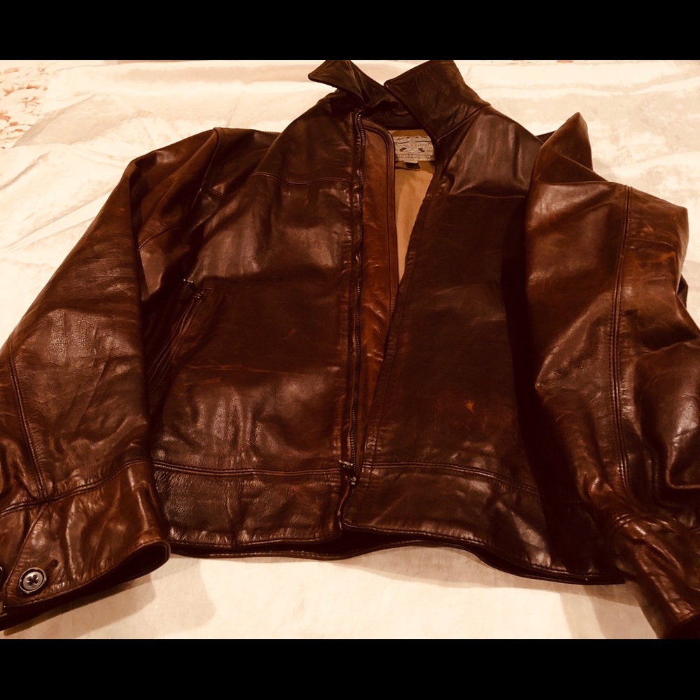Brown Leather XL Authentic Travel jacket